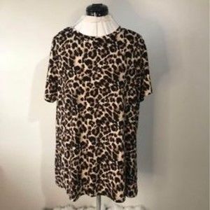 NWT Defjooy size 16 Womens Short Sleeve Leopard Print Blouse C5844